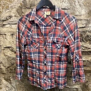 Passport Red and Blue Casual Button Down Shirt